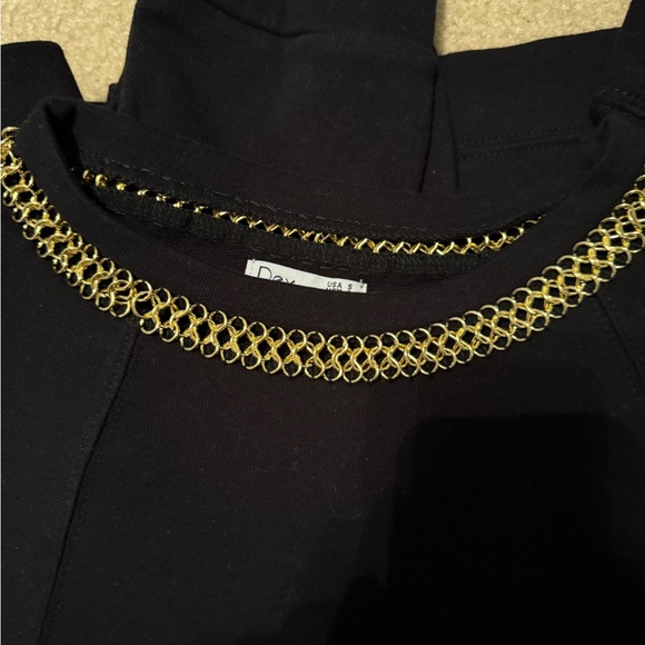 Dex mock neck black sweater/ sweatshirt with gold jeweled neckline Small - Picture 6 of 6